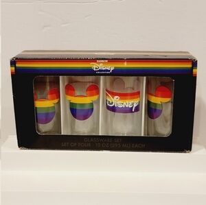 Disney Rainbow Collection Mickey Glassware Set of 4 Ten Oz Glasses Pride